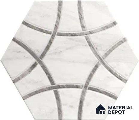 Hexagonal Wall & Floor Exterior Tile TL 12874 Grey Hexagon 330 x 285 mm Matte Finish Porcelain Tile - 9 mm | Suitable For Courtyard, Garden
