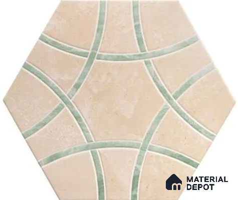 Hexagonal Wall & Floor Exterior Tile TL 12874 B Jungle Hexagon 330 x 285 mm Matte Finish Porcelain Tile - 9 mm | Suitable For Courtyard, Garden