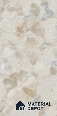 Floral Wall Tile TL 12857 B Cream Floral Decor 4 ft x 2 ft Matte Finish Porcelain Tile - 9 mm