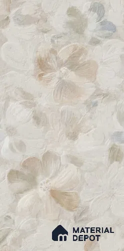 Floral Wall Tile TL 12857 B Cream Floral Decor 4 ft x 2 ft Matte Finish Porcelain Tile - 9 mm