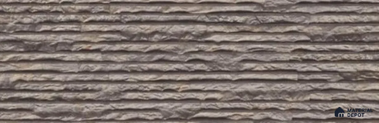 Stone Wall & Floor Exterior Tile TL 12873 F Charcoal Ledgerstone 630 x 210 mm Matte Finish Porcelain Tile - 9 mm | Suitable For Courtyard, Garden