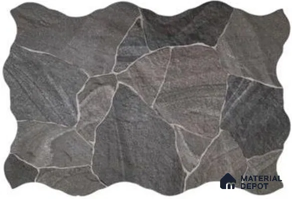 Stone Wall & Floor Exterior Tile TL 12872 D Charcoal Grey Flagstone 664 x 442 mm Matte Finish Porcelain Tile - 9 mm | Suitable For Courtyard, Garden