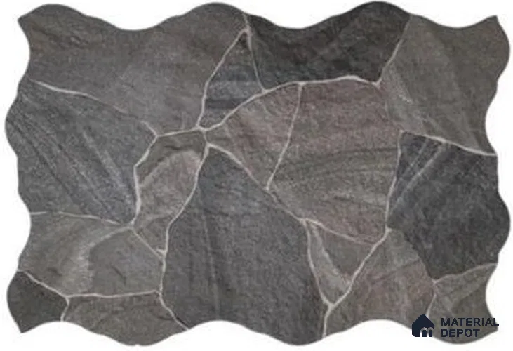 Stone Wall & Floor Exterior Tile TL 12872 D Charcoal Grey Flagstone 664 x 442 mm Matte Finish Porcelain Tile - 9 mm | Suitable For Courtyard, Garden