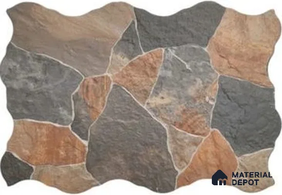 Stone Wall & Floor Exterior Tile TL 12872 C Flagstone Indian Slate 664 x 442 mm Matte Finish Porcelain Tile - 9 mm | Suitable For Courtyard, Garden