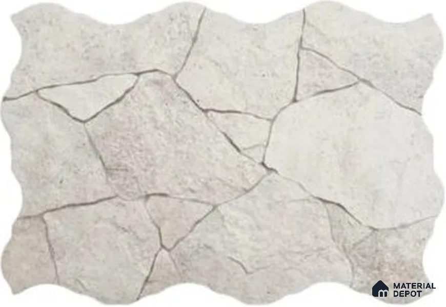 Stone Wall & Floor Exterior Tile TL 12872 White Flagstone 664 x 442 mm Matte Finish Porcelain Tile - 9 mm | Suitable For Courtyard, Garden