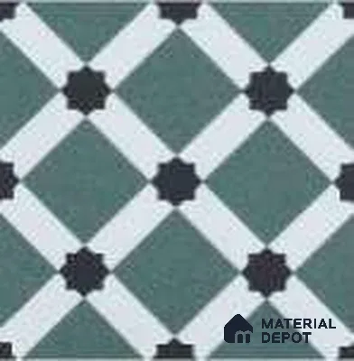 Subway Floor & Wall Tile TL 12864 Green Moorish Star 8 x 8 inch Matte Finish Porcelain Tile - 9 mm