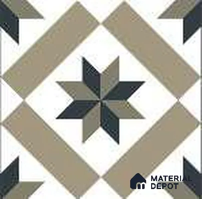 Subway Floor & Wall Tile TL 12868 Beige-Navy Star Geometric 8 x 8 inch Matte Finish Porcelain Tile - 9 mm