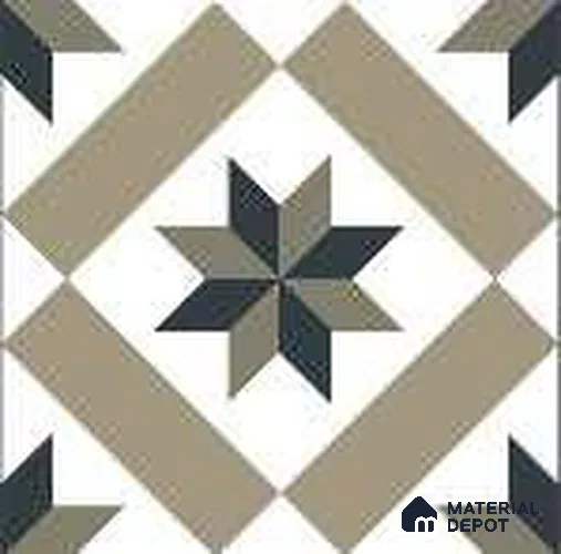 Subway Floor & Wall Tile TL 12868 Beige-Navy Star Geometric 8 x 8 inch Matte Finish Porcelain Tile - 9 mm