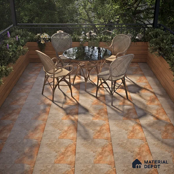 TL 07595 B Jaspero Grist 16 x 16 inch Anti Skid Matte Finish Vitrified Floor Tile - 12 mm (6 Random Designs) | Pattern Alignment May Vary | 2-3 mm Spacer is Mandatory