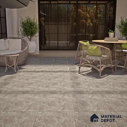 TL 07594 B Glitter Gris 16 x 16 inch Anti Skid Matte Finish Vitrified Floor Tile - 12 mm (6 Random Designs) | Pattern Alignment May Vary | 2-3 mm Spacer is Mandatory