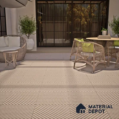 TL 07599 Liner Stone 16 x 16 inch Anti Skid Matte Finish Vitrified Floor Tile - 12 mm | Pattern Alignment May Vary | 2-3 mm Spacer is Mandatory