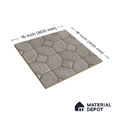 TL 07598 Hexa Stone 16 x 16 inch Anti Skid Matte Finish Vitrified Floor Tile - 12 mm | Pattern Alignment May Vary | 2-3 mm Spacer is Mandatory