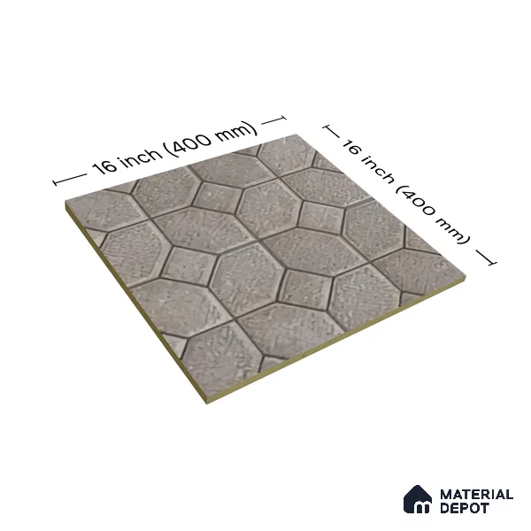 TL 07598 Hexa Stone 16 x 16 inch Anti Skid Matte Finish Vitrified Floor Tile - 12 mm | Pattern Alignment May Vary | 2-3 mm Spacer is Mandatory