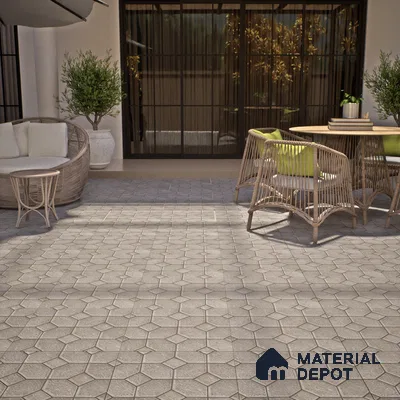 TL 07598 Hexa Stone 16 x 16 inch Anti Skid Matte Finish Vitrified Floor Tile - 12 mm | Pattern Alignment May Vary | 2-3 mm Spacer is Mandatory