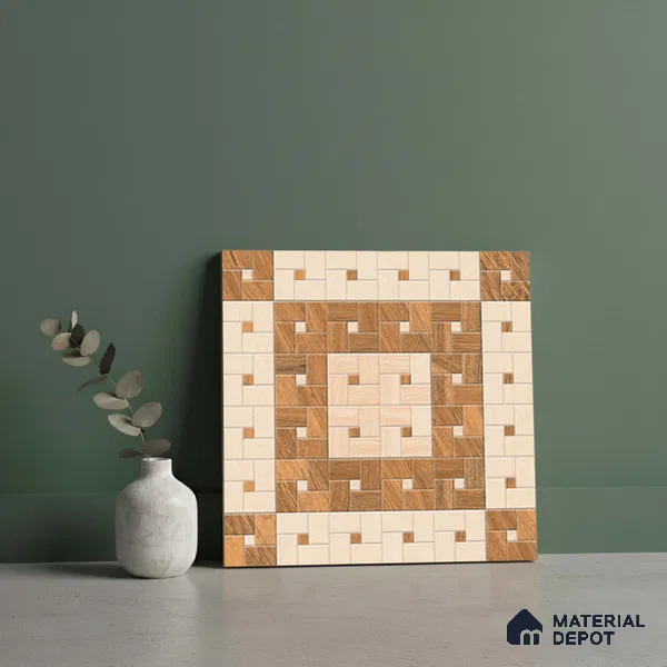 Patterned Look Floor Tile TL 09143 | Matte Finish 12 x 12 inch Vitrified Tile - 8 mm | Suitable For Kitchen, Bathroom, Bedroom & Office | Please Expect a Slight Variation of Pattern