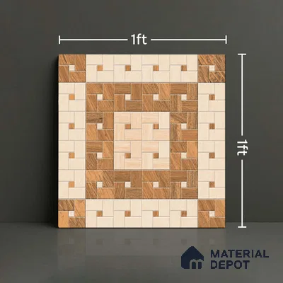 Patterned Look Floor Tile TL 09143 | Matte Finish 12 x 12 inch Vitrified Tile - 8 mm | Suitable For Kitchen, Bathroom, Bedroom & Office | Please Expect a Slight Variation of Pattern