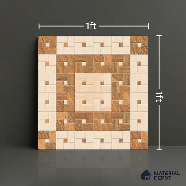 Patterned Look Floor Tile TL 09143 | Matte Finish 12 x 12 inch Vitrified Tile - 8 mm | Suitable For Kitchen, Bathroom, Bedroom & Office | Please Expect a Slight Variation of Pattern