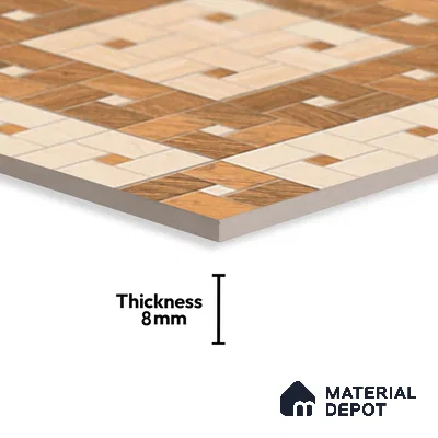 Patterned Look Floor Tile TL 09143 | Matte Finish 12 x 12 inch Vitrified Tile - 8 mm | Suitable For Kitchen, Bathroom, Bedroom & Office | Please Expect a Slight Variation of Pattern