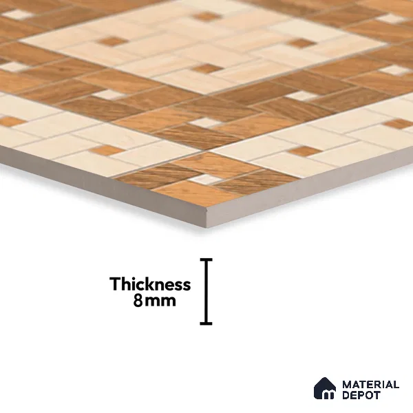 Patterned Look Floor Tile TL 09143 | Matte Finish 12 x 12 inch Vitrified Tile - 8 mm | Suitable For Kitchen, Bathroom, Bedroom & Office | Please Expect a Slight Variation of Pattern