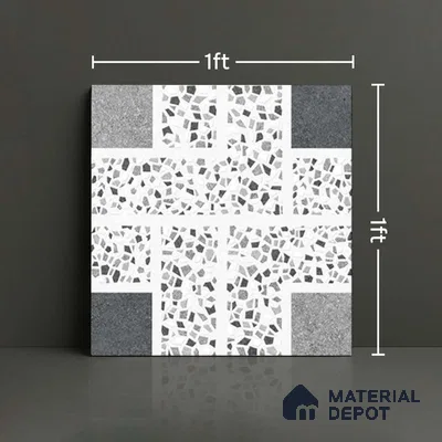 Patterned Look Floor Tile TL 09148 | Matte Finish 12 x 12 inch Vitrified Tile - 8 mm | Suitable For Kitchen, Bathroom, Bedroom & Office | Please Expect a Slight Variation of Pattern