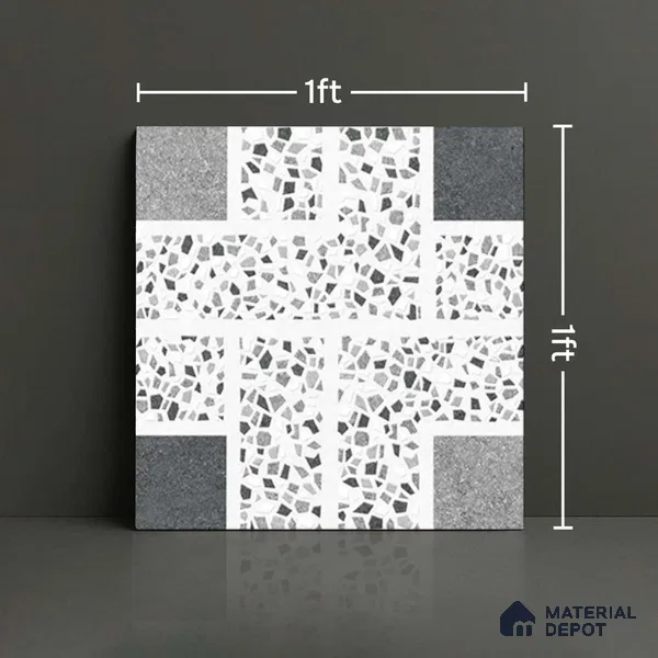 Patterned Look Floor Tile TL 09148 | Matte Finish 12 x 12 inch Vitrified Tile - 8 mm | Suitable For Kitchen, Bathroom, Bedroom & Office | Please Expect a Slight Variation of Pattern