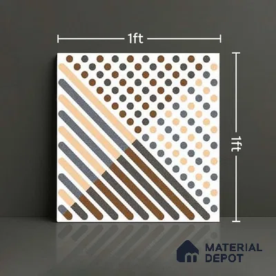 Patterned Look Floor Tile TL 09145 | Matte Finish 12 x 12 inch Vitrified Tile - 8 mm | Suitable For Kitchen, Bathroom, Bedroom & Office | Please Expect a Slight Variation of Pattern