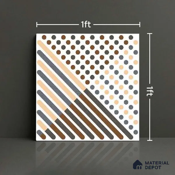 Patterned Look Floor Tile TL 09145 | Matte Finish 12 x 12 inch Vitrified Tile - 8 mm | Suitable For Kitchen, Bathroom, Bedroom & Office | Please Expect a Slight Variation of Pattern