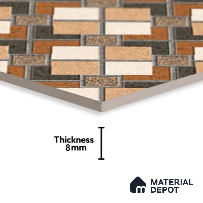 Patterned Look Floor Tile TL 09153 | Matte Finish 12 x 12 inch Vitrified Tile - 8 mm | Suitable For Kitchen, Bathroom, Bedroom & Office | Please Expect a Slight Variation of Pattern