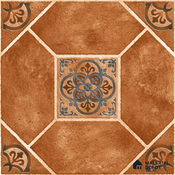 Patterned Look Floor Tile TL 09152 B | Matte Finish 12 x 12 inch Vitrified Tile - 8 mm | Suitable For Kitchen, Bathroom, Bedroom & Office | Please Expect a Slight Variation of Pattern