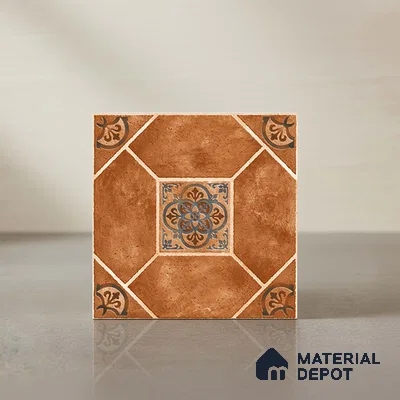 Patterned Look Floor Tile TL 09152 B | Matte Finish 12 x 12 inch Vitrified Tile - 8 mm | Suitable For Kitchen, Bathroom, Bedroom & Office | Please Expect a Slight Variation of Pattern