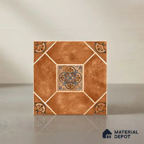 Patterned Look Floor Tile TL 09152 B | Matte Finish 12 x 12 inch Vitrified Tile - 8 mm | Suitable For Kitchen, Bathroom, Bedroom & Office | Please Expect a Slight Variation of Pattern