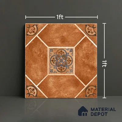 Patterned Look Floor Tile TL 09152 B | Matte Finish 12 x 12 inch Vitrified Tile - 8 mm | Suitable For Kitchen, Bathroom, Bedroom & Office | Please Expect a Slight Variation of Pattern