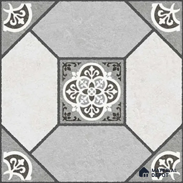 Patterned Look Floor Tile TL 09152 C | Matte Finish 12 x 12 inch Vitrified Tile - 8 mm | Suitable For Kitchen, Bathroom, Bedroom & Office | Please Expect a Slight Variation of Pattern