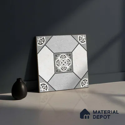 Patterned Look Floor Tile TL 09152 C | Matte Finish 12 x 12 inch Vitrified Tile - 8 mm | Suitable For Kitchen, Bathroom, Bedroom & Office | Please Expect a Slight Variation of Pattern
