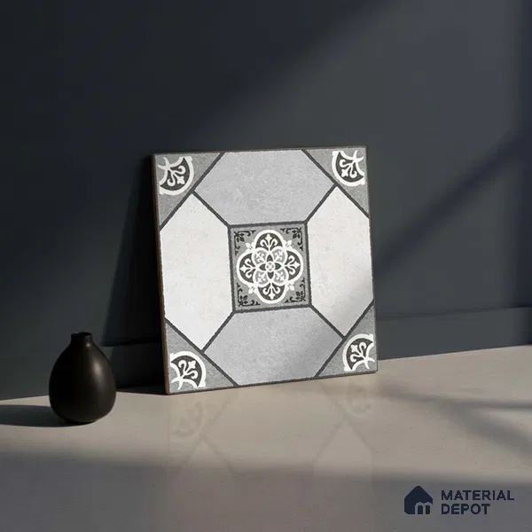 Patterned Look Floor Tile TL 09152 C | Matte Finish 12 x 12 inch Vitrified Tile - 8 mm | Suitable For Kitchen, Bathroom, Bedroom & Office | Please Expect a Slight Variation of Pattern