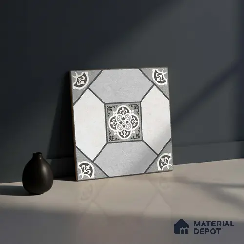 Patterned Look Floor Tile TL 09152 C | Matte Finish 12 x 12 inch Vitrified Tile - 8 mm | Suitable For Kitchen, Bathroom, Bedroom & Office | Please Expect a Slight Variation of Pattern