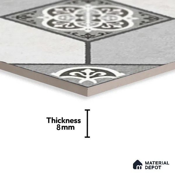 Patterned Look Floor Tile TL 09152 C | Matte Finish 12 x 12 inch Vitrified Tile - 8 mm | Suitable For Kitchen, Bathroom, Bedroom & Office | Please Expect a Slight Variation of Pattern