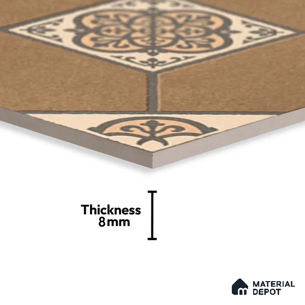 Patterned Look Floor Tile TL 09152 | Matte Finish 12 x 12 inch Vitrified Tile - 8 mm | Suitable For Kitchen, Bathroom, Bedroom & Office | Please Expect a Slight Variation of Pattern