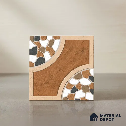 Patterned Look Floor Tile TL 09151 | Matte Finish 12 x 12 inch Vitrified Tile - 8 mm | Suitable For Kitchen, Bathroom, Bedroom & Office | Please Expect a Slight Variation of Pattern