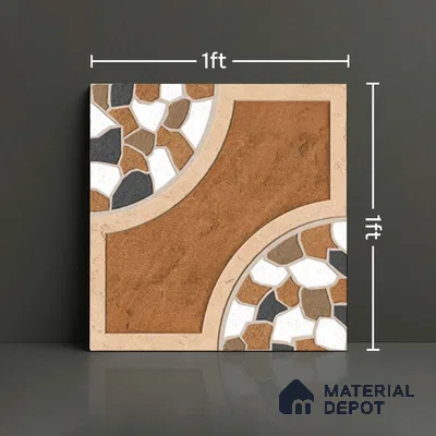 Patterned Look Floor Tile TL 09151 | Matte Finish 12 x 12 inch Vitrified Tile - 8 mm | Suitable For Kitchen, Bathroom, Bedroom & Office | Please Expect a Slight Variation of Pattern