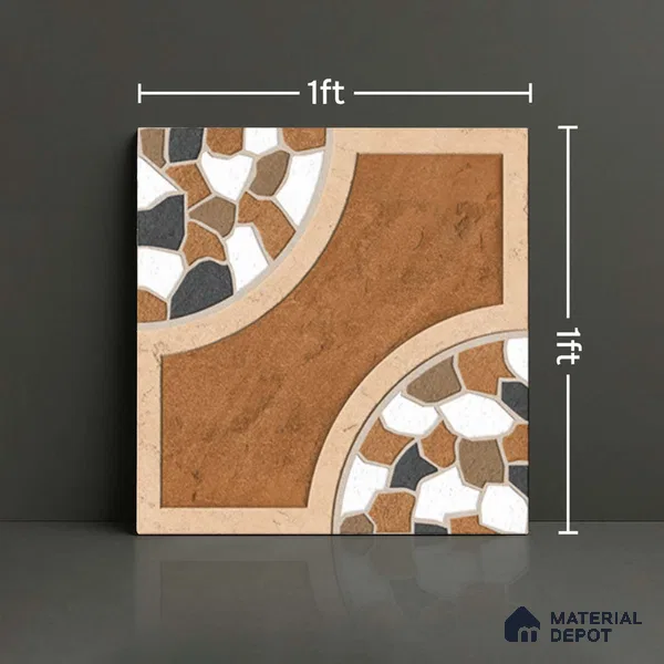 Patterned Look Floor Tile TL 09151 | Matte Finish 12 x 12 inch Vitrified Tile - 8 mm | Suitable For Kitchen, Bathroom, Bedroom & Office | Please Expect a Slight Variation of Pattern