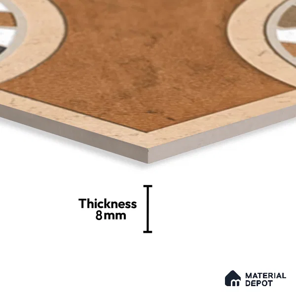 Patterned Look Floor Tile TL 09151 | Matte Finish 12 x 12 inch Vitrified Tile - 8 mm | Suitable For Kitchen, Bathroom, Bedroom & Office | Please Expect a Slight Variation of Pattern
