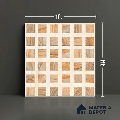 Stone Look Floor Tile TL 09144 B | Matte Finish 12 x 12 inch Vitrified Tile - 8 mm | Suitable For Kitchen, Bathroom, Bedroom & Office | Please Expect a Slight Variation of Pattern