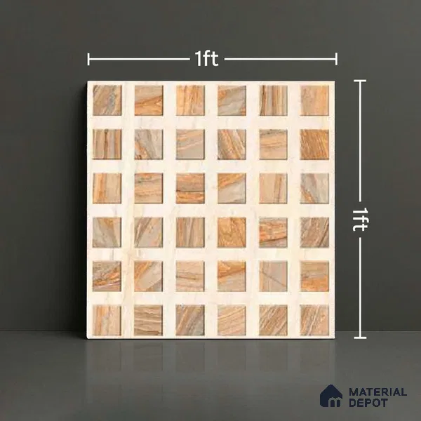 Stone Look Floor Tile TL 09144 B | Matte Finish 12 x 12 inch Vitrified Tile - 8 mm | Suitable For Kitchen, Bathroom, Bedroom & Office | Please Expect a Slight Variation of Pattern
