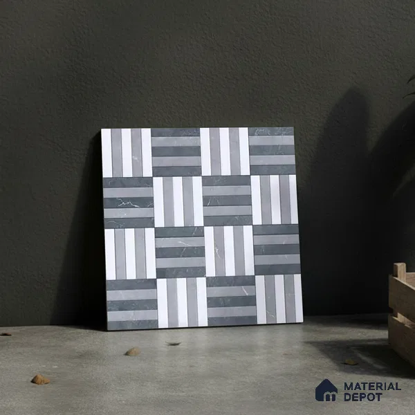 Patterned Look Floor Tile TL 09380 | Matte Finish 16 x 16 inch Vitrified Tile - 12 mm | Suitable For Kitchen, Bathroom, Bedroom & Office | Pattern Alignment May Vary | 2-3 mm Spacer is Mandatory