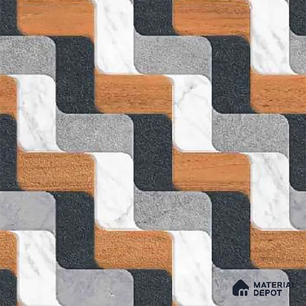 Patterned Look Floor Tile TL 09378 B | Matte Finish 16 x 16 inch Vitrified Tile - 12 mm | Suitable For Kitchen, Bathroom, Bedroom & Office | Pattern Alignment May Vary | 2-3 mm Spacer is Mandatory