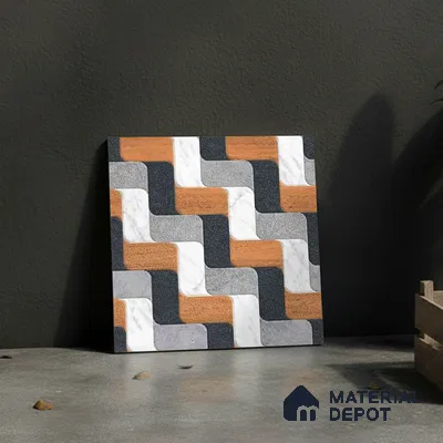 Patterned Look Floor Tile TL 09378 B | Matte Finish 16 x 16 inch Vitrified Tile - 12 mm | Suitable For Kitchen, Bathroom, Bedroom & Office | Pattern Alignment May Vary | 2-3 mm Spacer is Mandatory