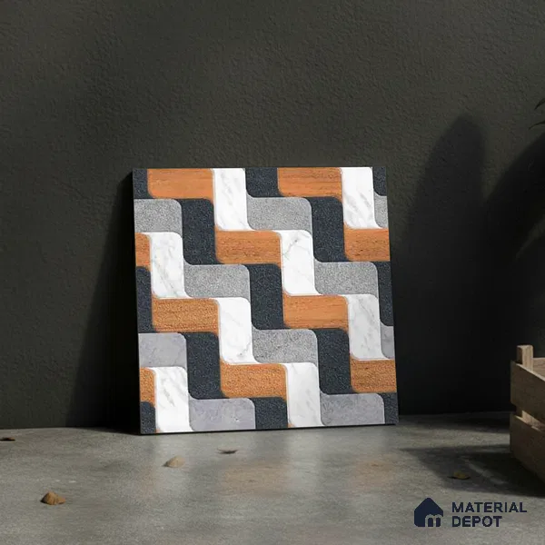 Patterned Look Floor Tile TL 09378 B | Matte Finish 16 x 16 inch Vitrified Tile - 12 mm | Suitable For Kitchen, Bathroom, Bedroom & Office | Pattern Alignment May Vary | 2-3 mm Spacer is Mandatory