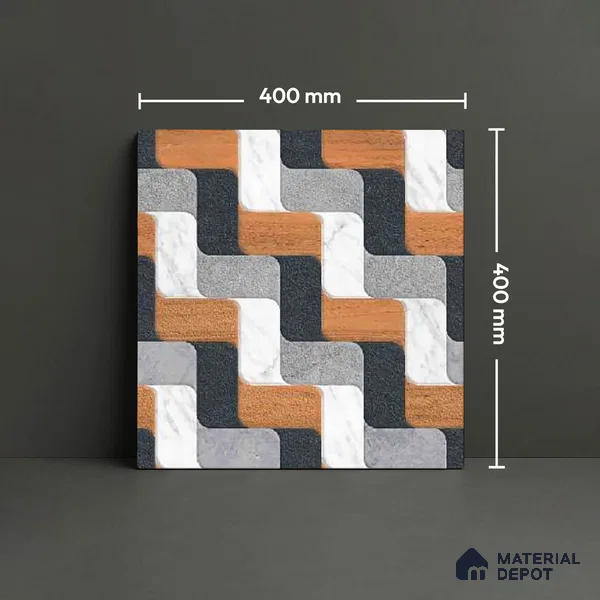 Patterned Look Floor Tile TL 09378 B | Matte Finish 16 x 16 inch Vitrified Tile - 12 mm | Suitable For Kitchen, Bathroom, Bedroom & Office | Pattern Alignment May Vary | 2-3 mm Spacer is Mandatory