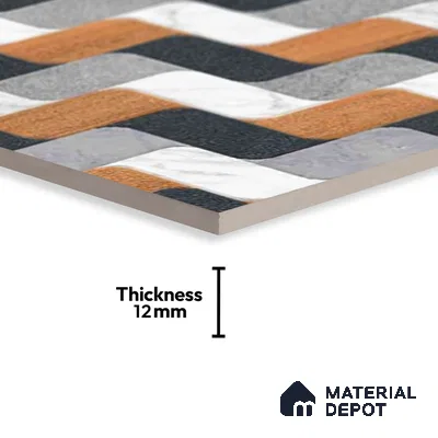 Patterned Look Floor Tile TL 09378 B | Matte Finish 16 x 16 inch Vitrified Tile - 12 mm | Suitable For Kitchen, Bathroom, Bedroom & Office | Pattern Alignment May Vary | 2-3 mm Spacer is Mandatory